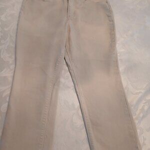 Straight Leg Stretch Crop Pants/ 10 Petite / Sand color